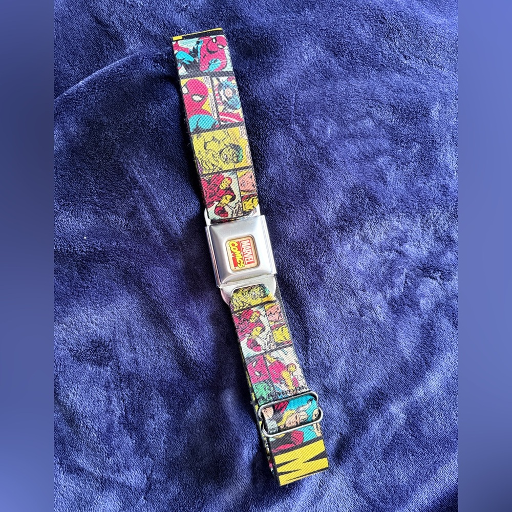 Buckle-Down Marvel Belt with Seat Buckle